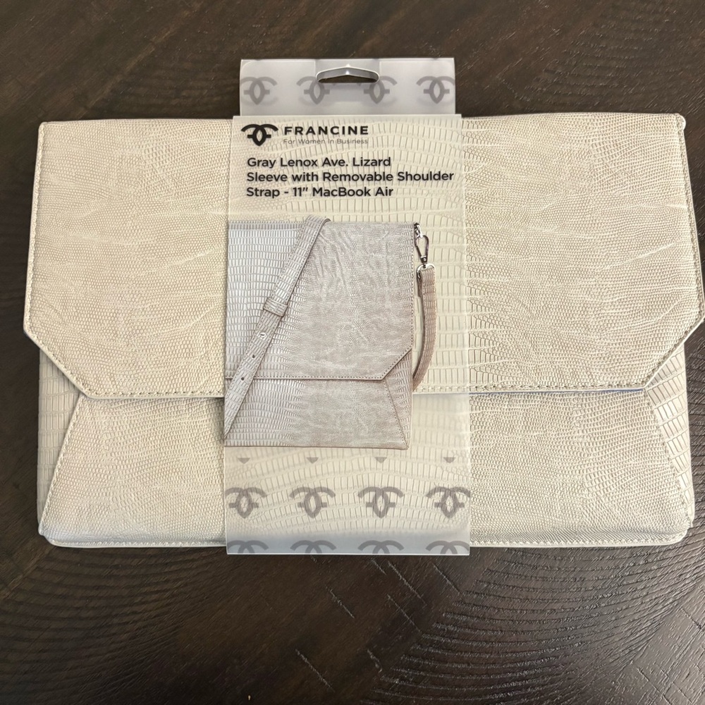 Francine 11” MacBook Air Sleeve Gray Lenox Ave Lizard Removable Shoulder Strap